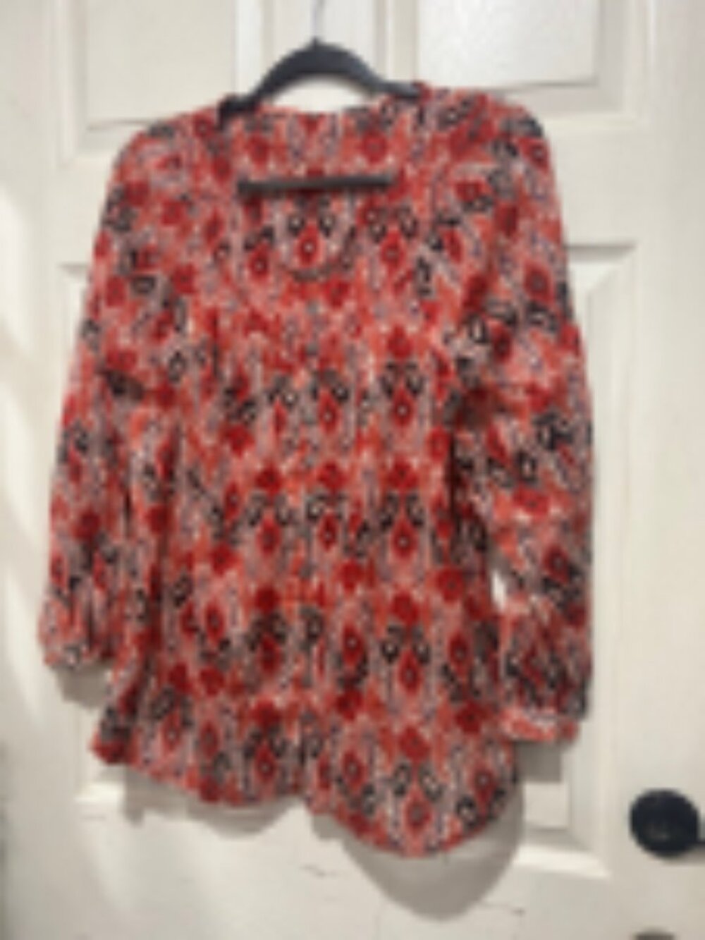 Women's Beachlunchlounge Penelope Bleeding Ikat Blouse XS Red Black